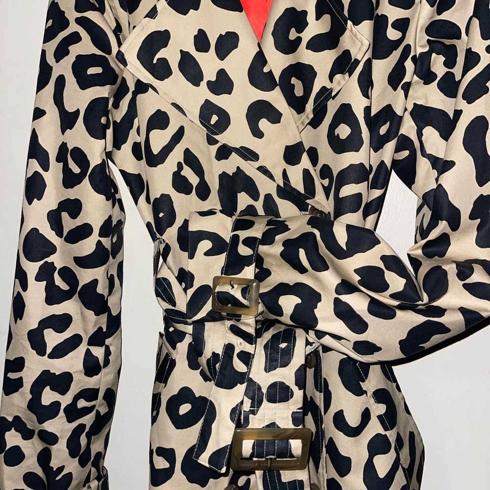 Leopard Print Women's Trench Coat - Picture 2 of 13